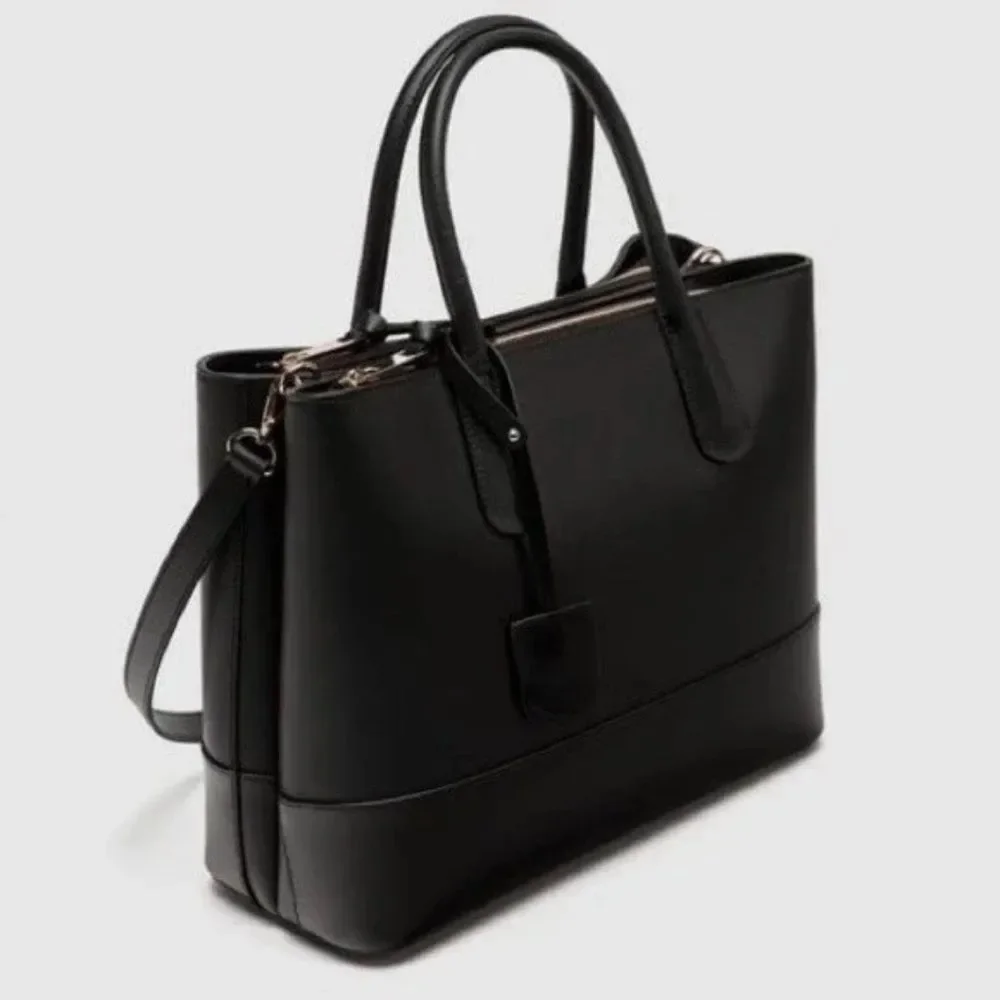 Zara Zipper City Laptop Bag Gold Hardware